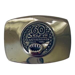 Snap-On Tools Belt Buckle 60th Anniversary 1920-1980 BTS Solid Silver Bronze Vtg